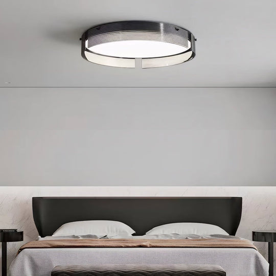 Round Black Stripe Glass LED Flush Mount Ceiling Light – 16.5"/20.5"