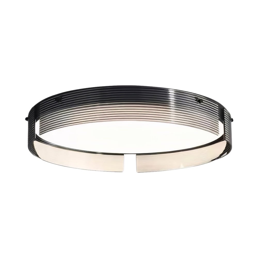 Round Black Stripe Glass LED Flush Mount Ceiling Light – 16.5"/20.5"