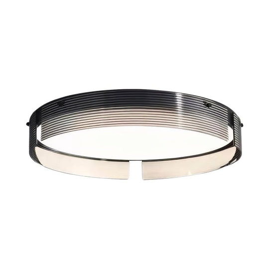 Round Black Stripe Glass LED Flush Mount Ceiling Light – 16.5"/20.5"