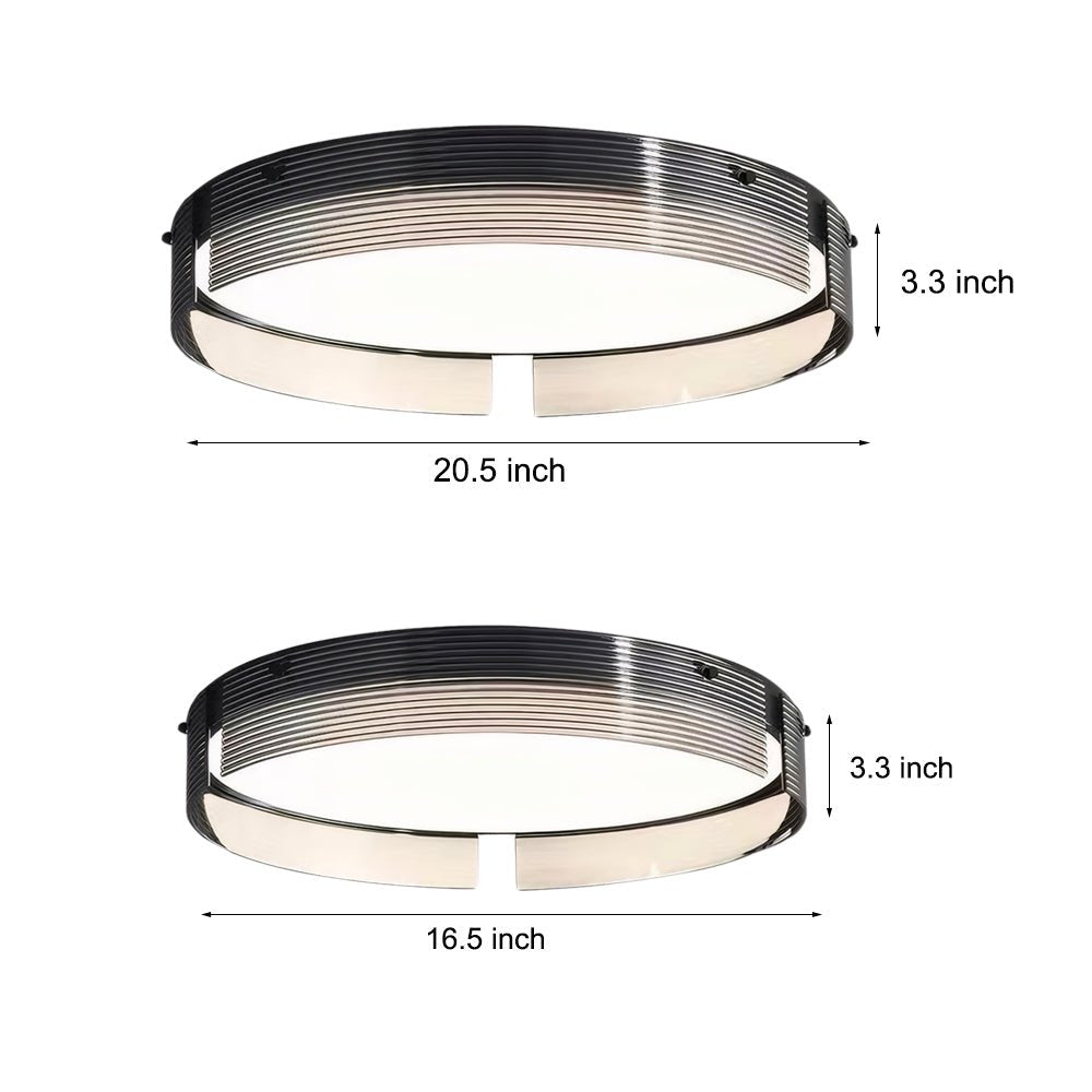 Round Black Stripe Glass LED Flush Mount Ceiling Light – 16.5"/20.5"