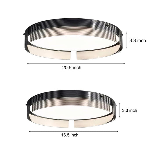 Round Black Stripe Glass LED Flush Mount Ceiling Light – 16.5"/20.5"