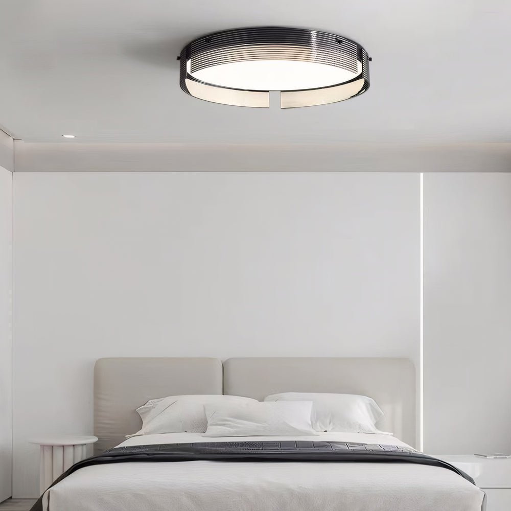 Round Black Stripe Glass LED Flush Mount Ceiling Light – 16.5"/20.5"