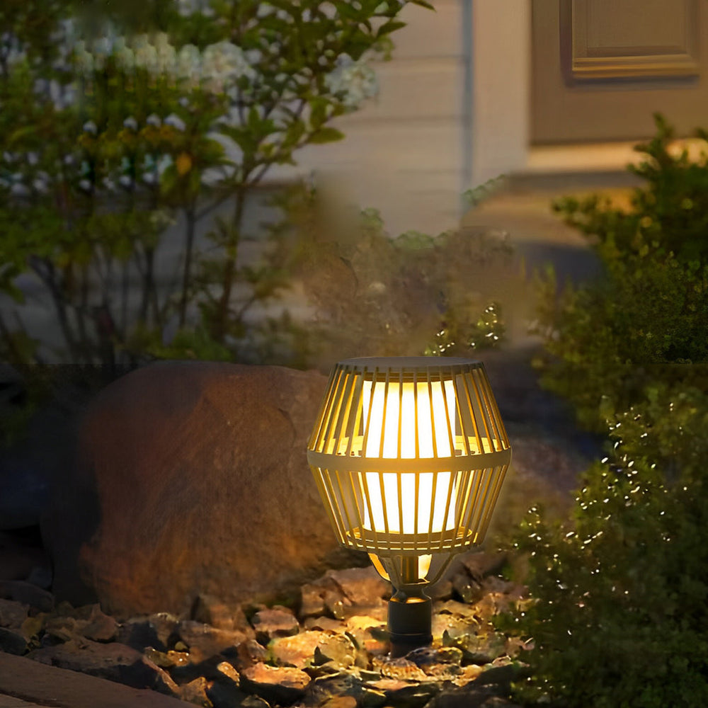 Modern Matte Black Solar Caged Lantern