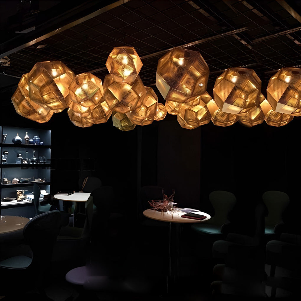 Geometric Round – Electroplated Metal Postmodern Pendant Light Chandelier