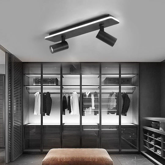 Minimalist Long Rectangular Adjustable LED Flush Mount Spotlight (2/3/4-Light)