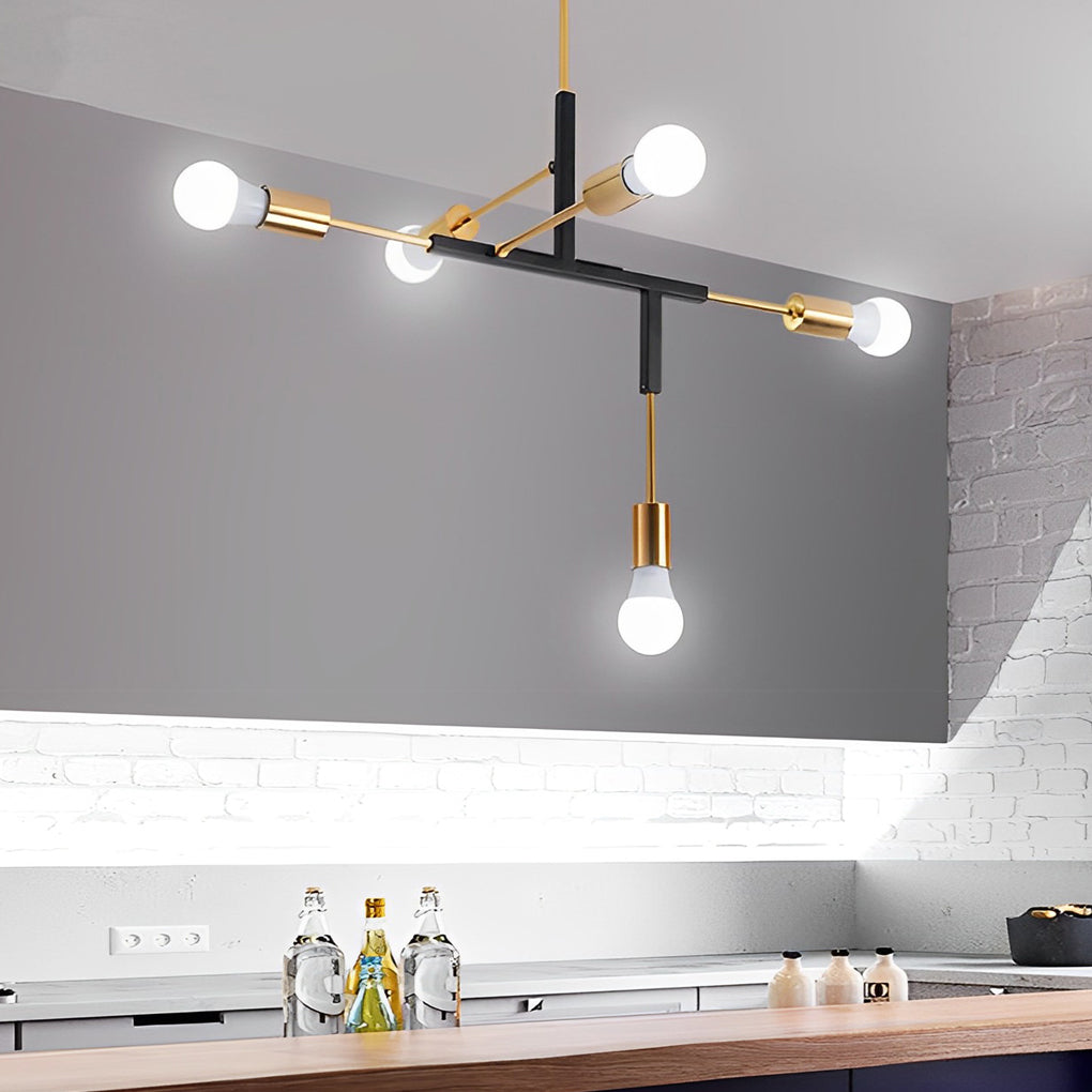 5 Lights LED Creative Branch Electroplated Iron Modern Chandelier Ceiling Light