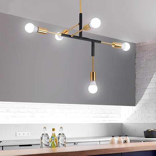 5 Lights LED Creative Branch Electroplated Iron Modern Chandelier Ceiling Light