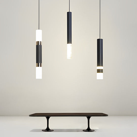 Personality Minimalist LED Black Nordic Pendant Light for Kitchen Island