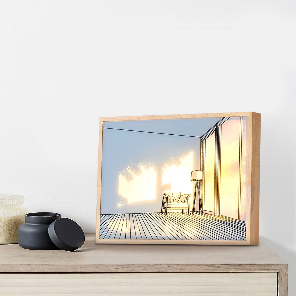 Wooden Frame Touch Control Dimmable LED Night Light