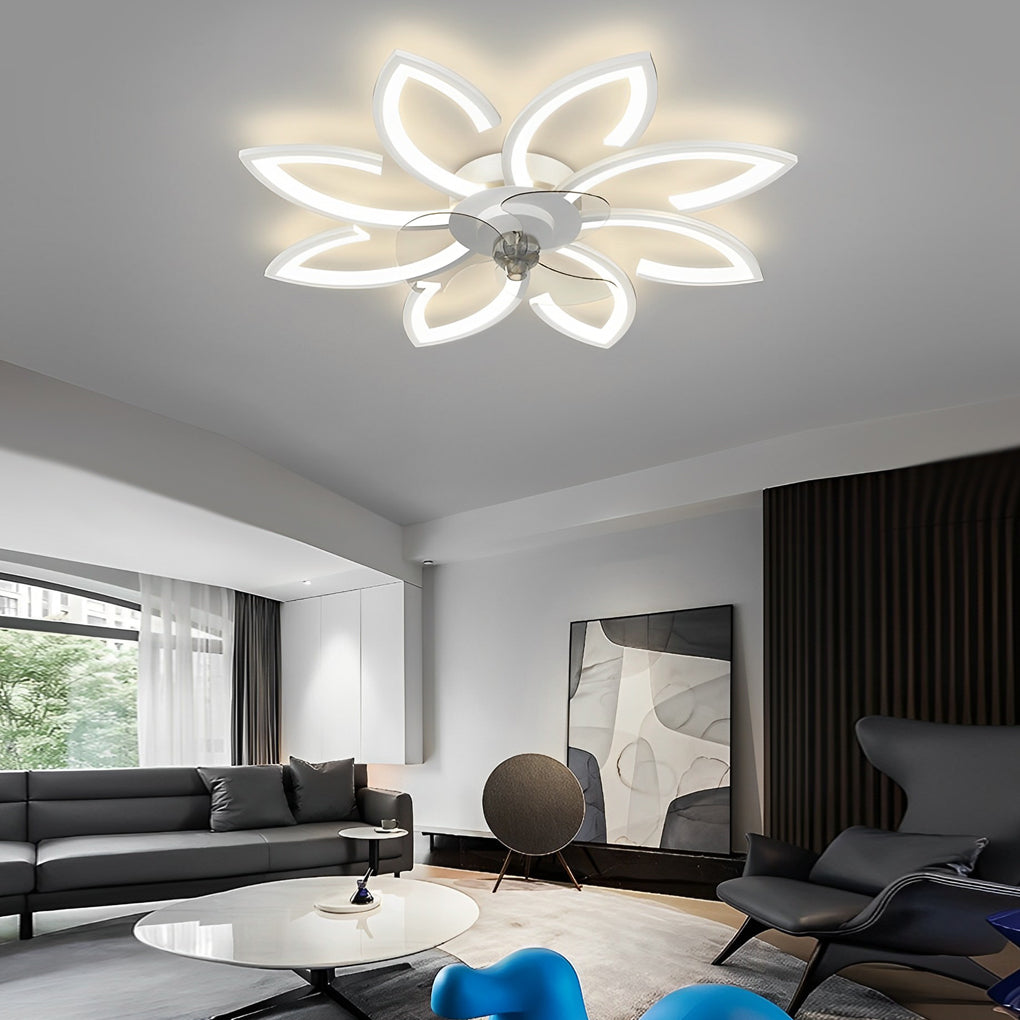 Flower Smart Stepless Dimming LED Modern Ceiling Fan Light