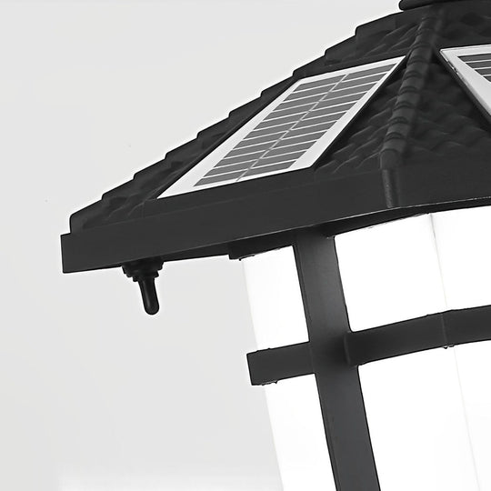 Modern Solar LED Bollard Lights with Ancient Asian Style Top – Waterproof Outdoor Light