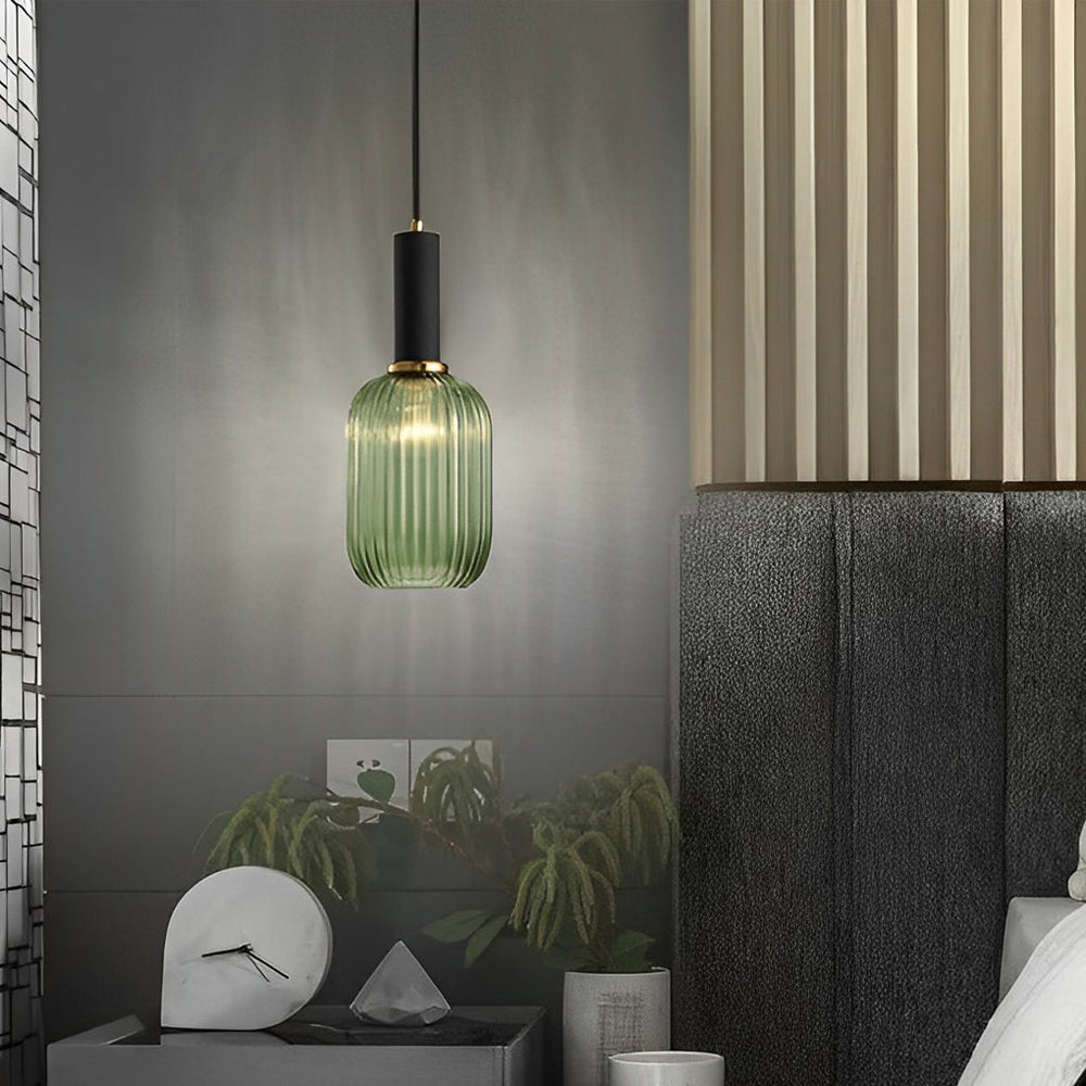 Glass Lantern Shaped Striped Creative LED Nordic Chandelier Pendant Light
