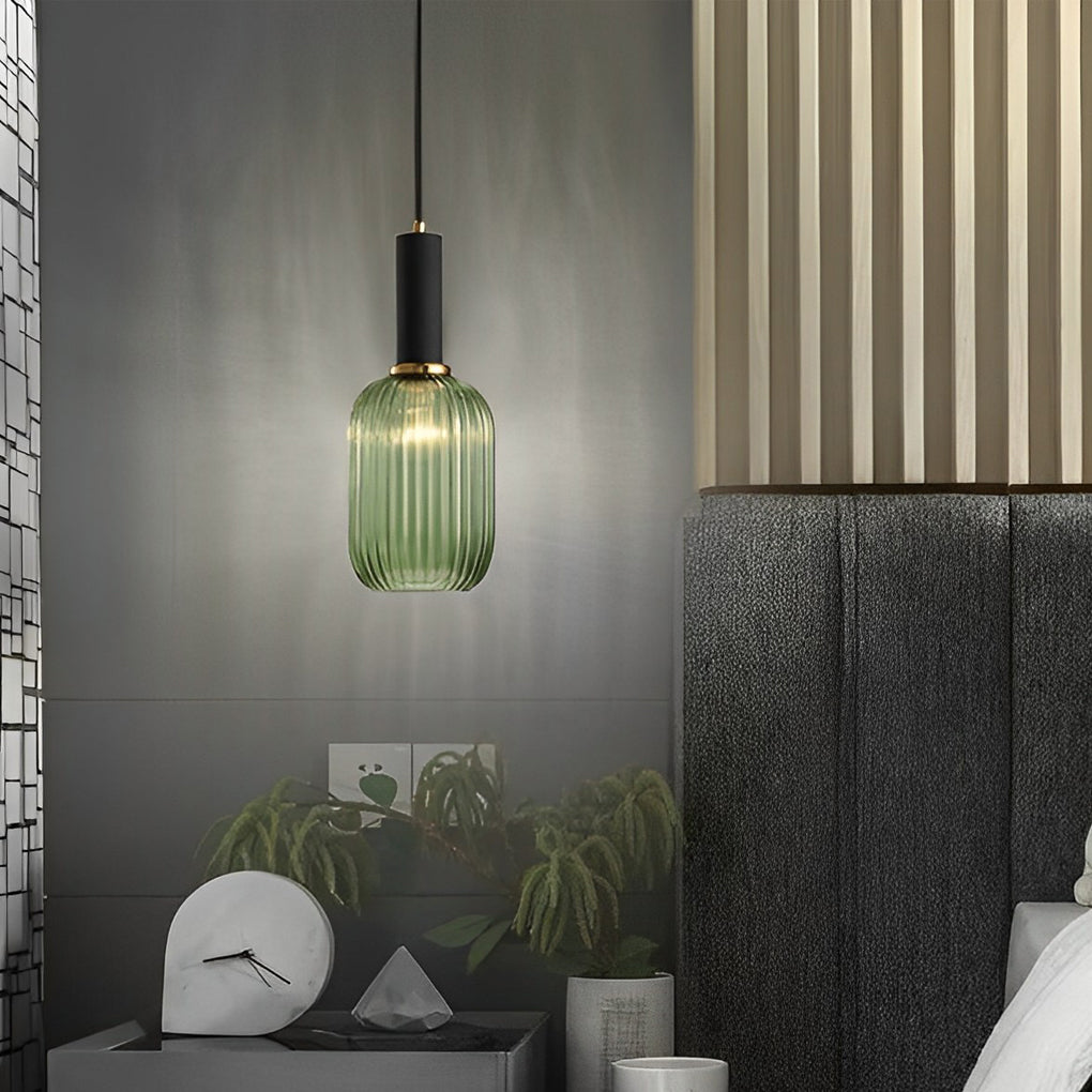Glass Lantern Shaped Striped Creative LED Nordic Chandelier Pendant Light