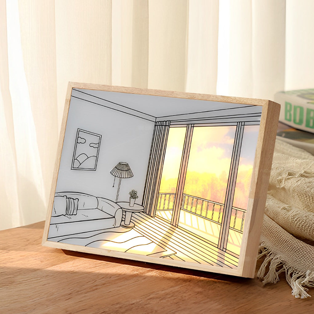 Wooden Frame Touch Control Dimmable LED Night Light