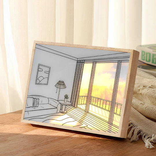 Wooden Frame Touch Control Dimmable LED Night Light