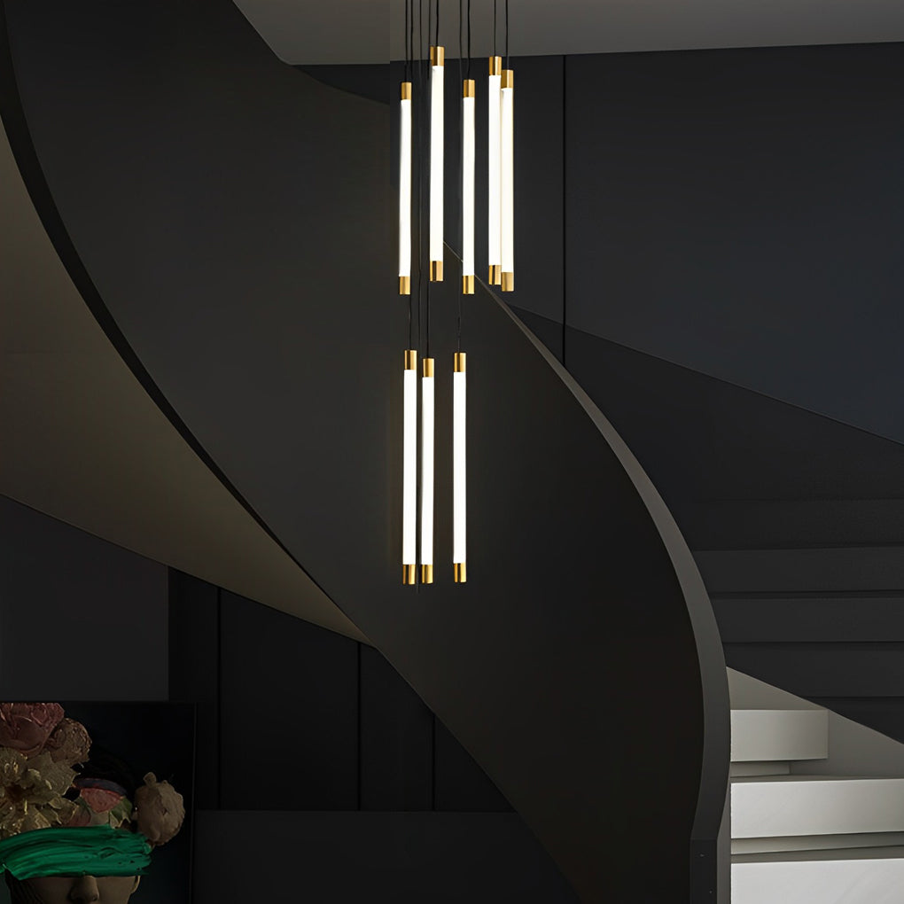 Spiral Creative Long Tube LED Modern Duplex Staircase Chandelier Ceiling Light