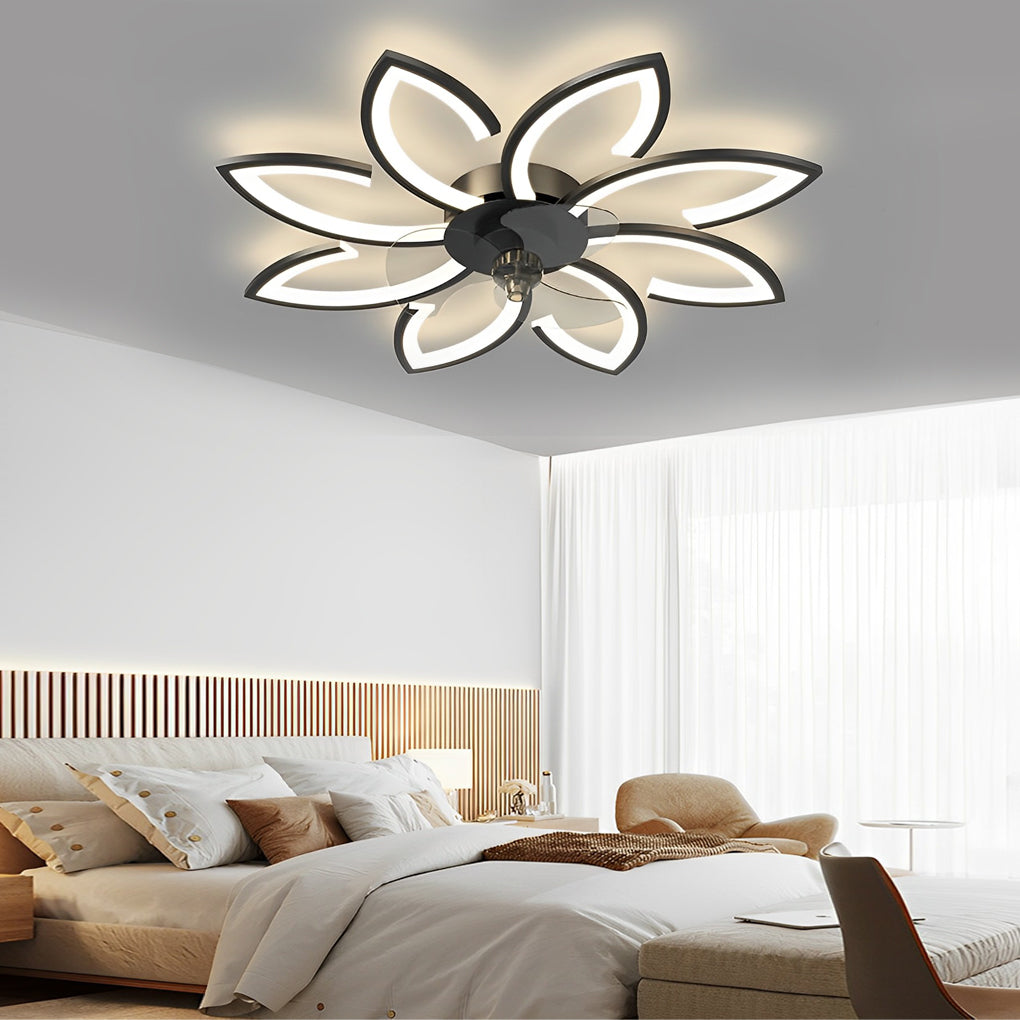 Flower Smart Stepless Dimming LED Modern Ceiling Fan Light