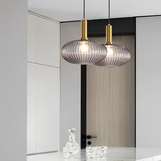 Glass Lantern Shaped Striped Creative LED Nordic Chandelier Pendant Light
