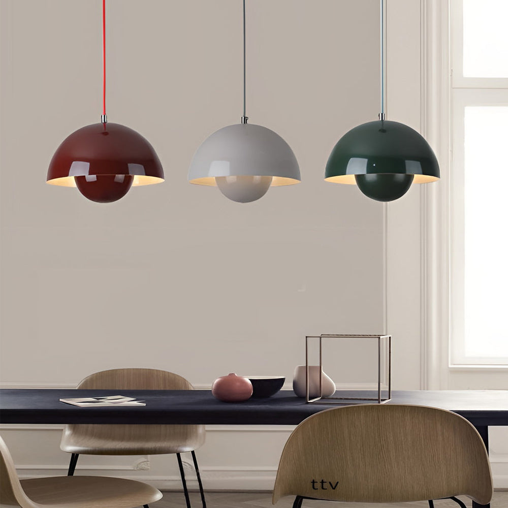 1 Light Metal Mushroom Nordic Flowerpot Pendant Light