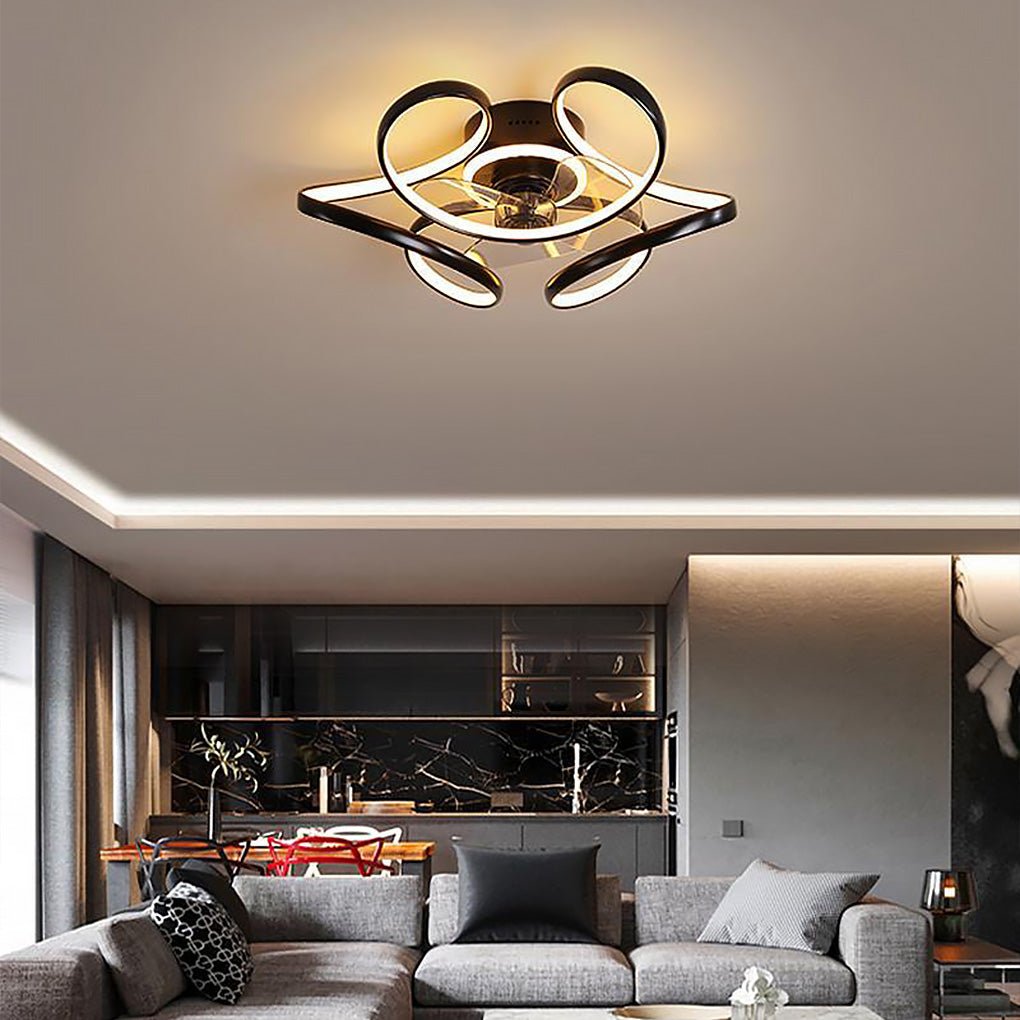 18'' Flower Shaped Modern Ceiling Fan with LED Light and Remote