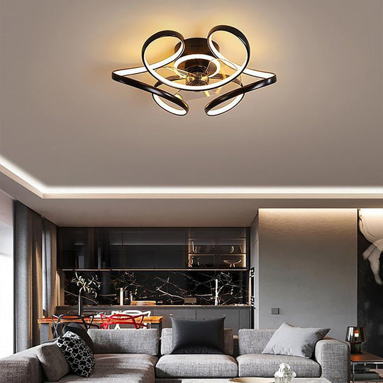 18'' Flower Shaped Modern Ceiling Fan with LED Light and Remote