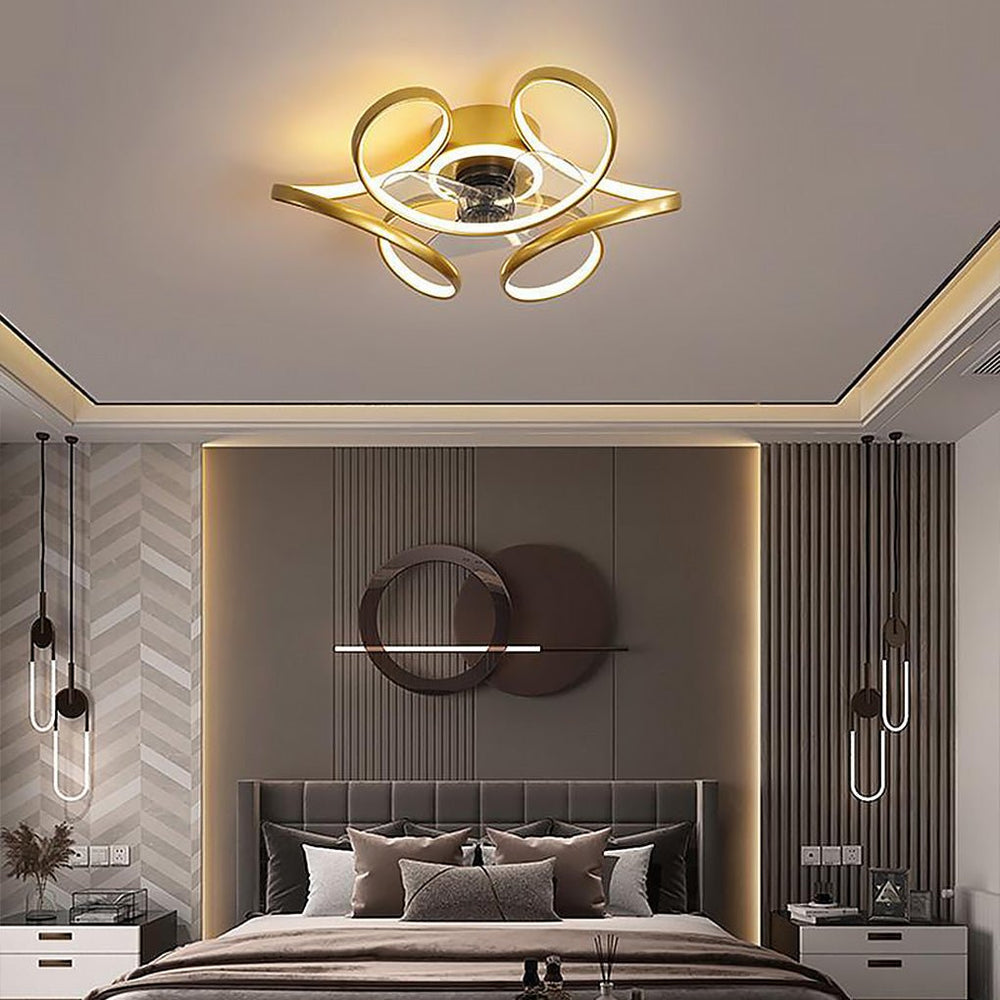 18'' Flower Shaped Modern Ceiling Fan with LED Light and Remote
