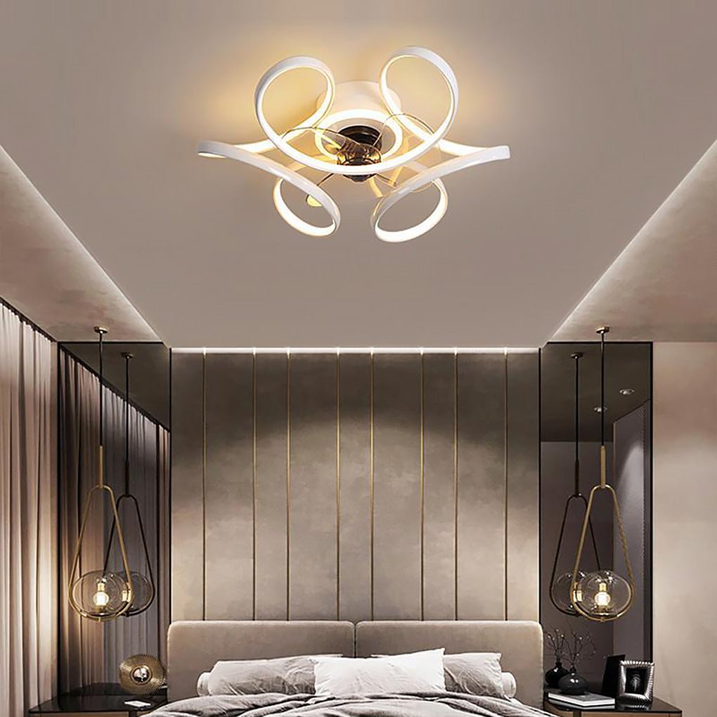 18'' Flower Shaped Modern Ceiling Fan with LED Light and Remote