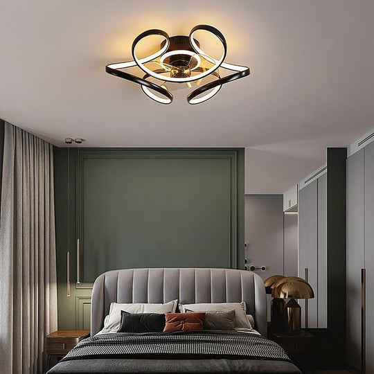 18'' Flower Shaped Modern Ceiling Fan with LED Light and Remote