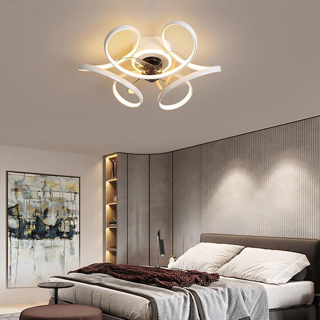 18'' Flower Shaped Modern Ceiling Fan with LED Light and Remote