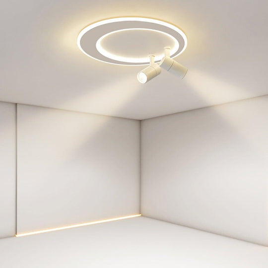 18" LED Circular Flush Mount Ceiling Light with Adjustable Spotlights