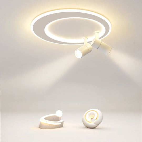18" LED Circular Flush Mount Ceiling Light with Adjustable Spotlights