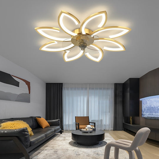 Flower Smart Stepless Dimming LED Modern Ceiling Fan Light