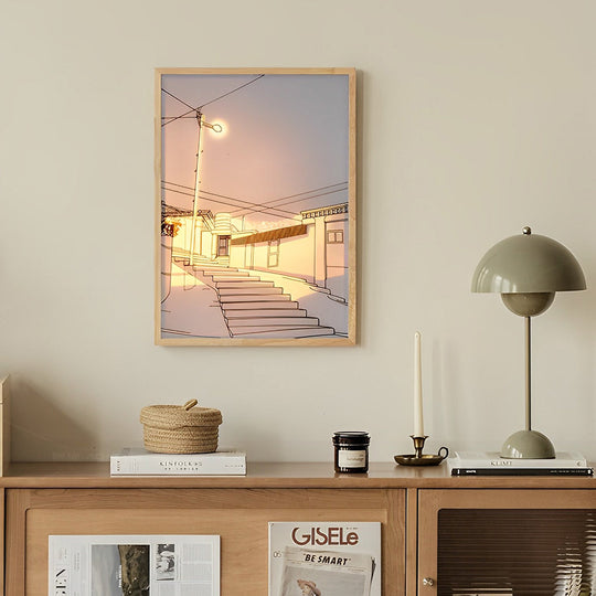 Wooden Frame Touch Control Dimmable LED Night Light