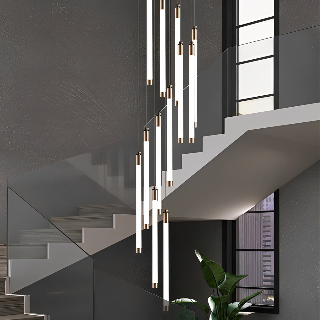 Spiral Creative Long Tube LED Modern Duplex Staircase Chandelier Ceiling Light