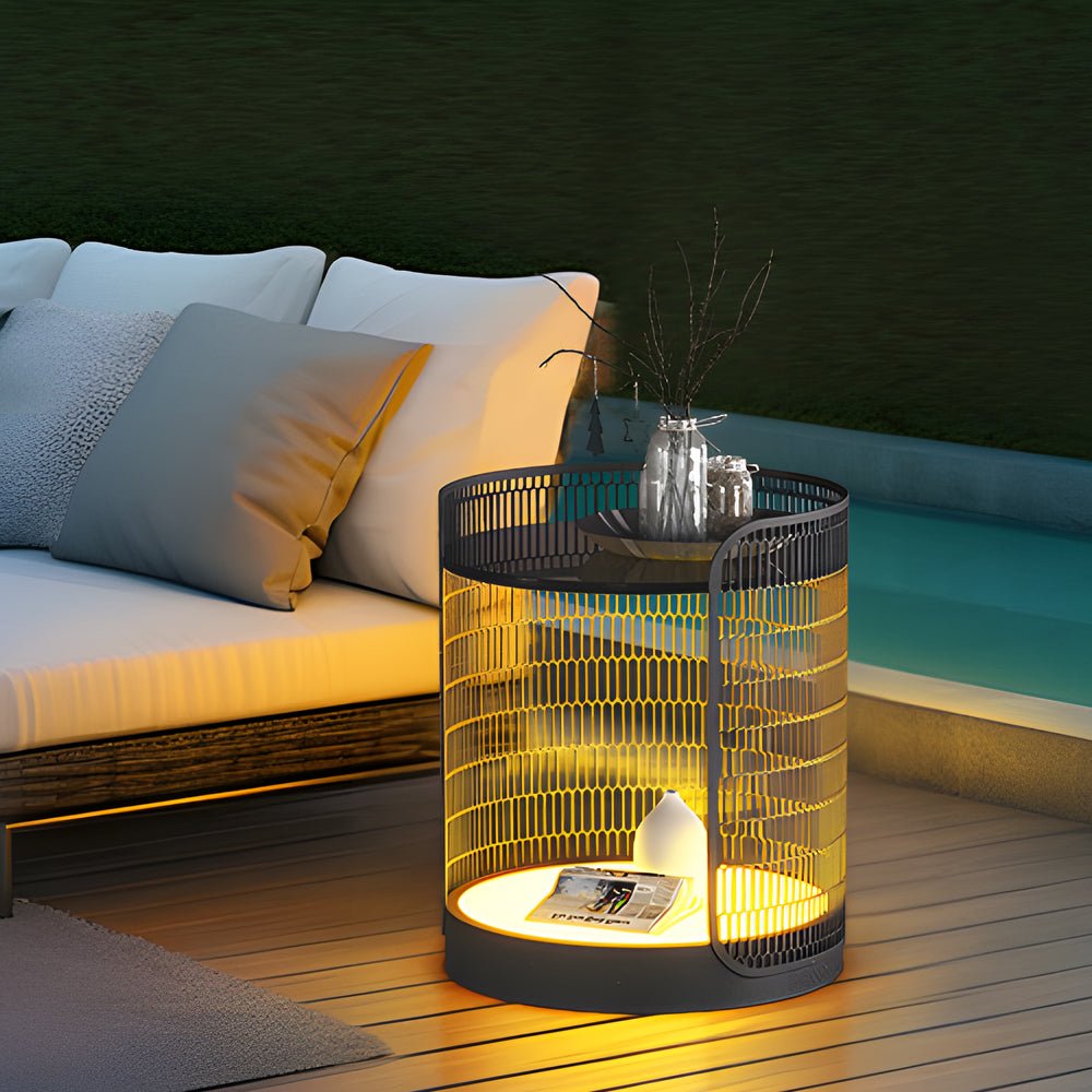 19 Inch LED Mesh Outdoor Floor Lamp with Table