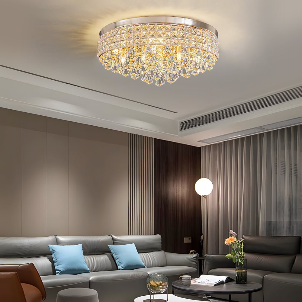 19" Inch Round Crystal Pendants LED Ceiling Lights Fixture Ceiling Lamp