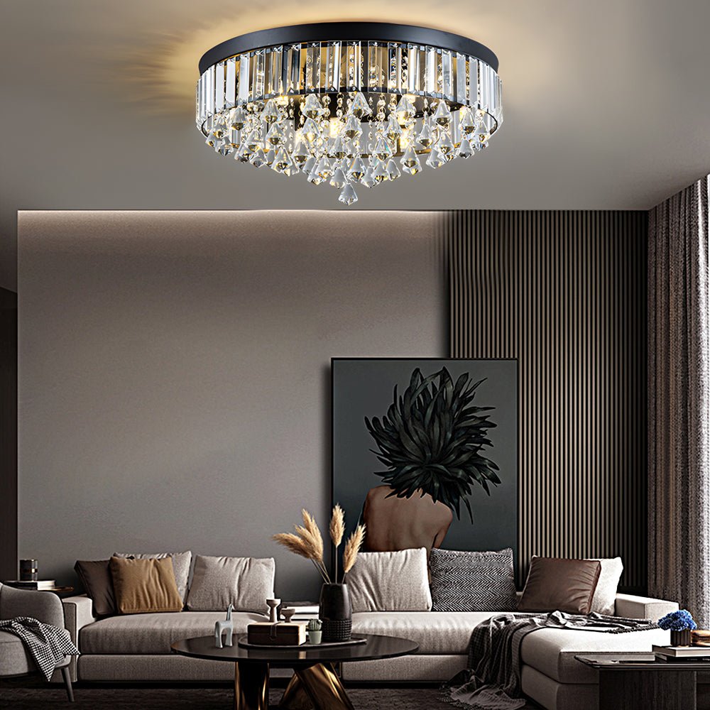 19" Inch Round Crystal Pendants LED Ceiling Lights Fixture Ceiling Lamp