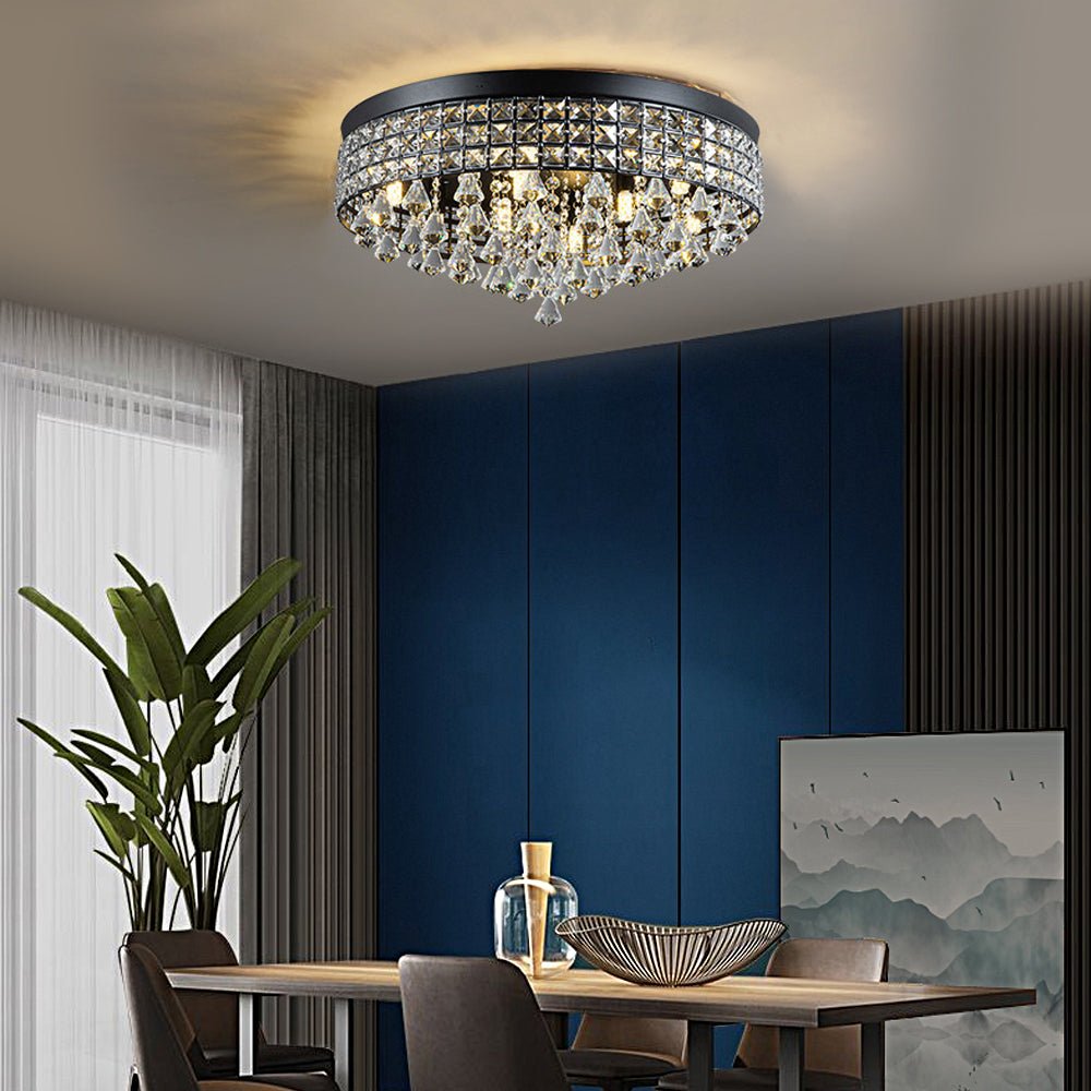 19" Inch Round Crystal Pendants LED Ceiling Lights Fixture Ceiling Lamp