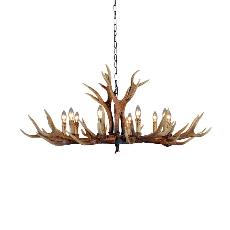 Rustic Resin Stag Antler Chandelier – 6/8/10-Light Brown Pendant