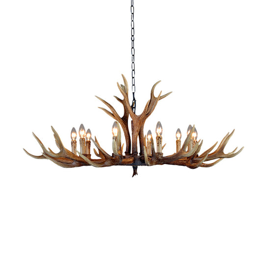 Rustic Resin Stag Antler Chandelier – 6/8/10-Light Brown Pendant