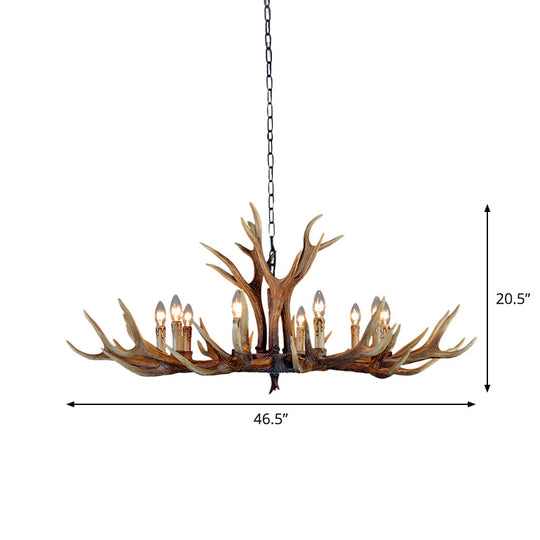 Rustic Resin Stag Antler Chandelier – 6/8/10-Light Brown Pendant