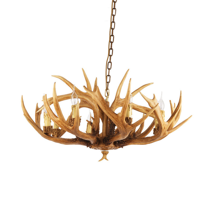 Rustic Antler Resin Chandelier – 6/8-Light Brown Pendant for Dining & Restaurant Spaces