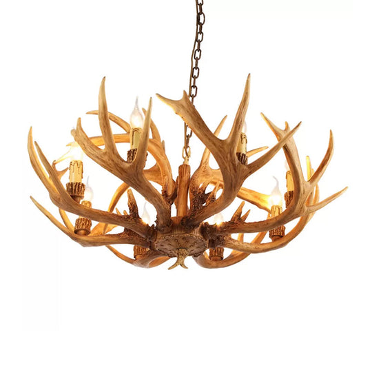 Rustic Antler Resin Chandelier – 6/8-Light Brown Pendant for Dining & Restaurant Spaces
