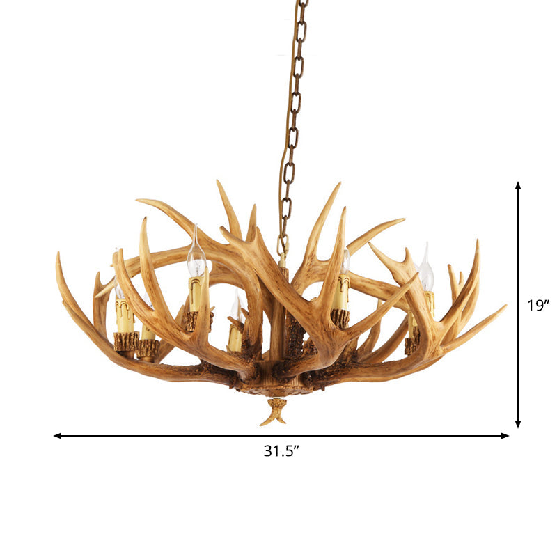 Rustic Antler Resin Chandelier – 6/8-Light Brown Pendant for Dining & Restaurant Spaces