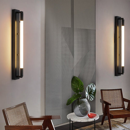 19.68'' Acrylic Tube 1-Light LED Wall Lamp – Black / Gold / Chrome