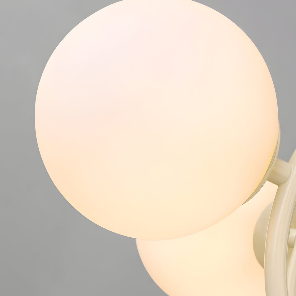 Mid-Century 6-Light Glass Sphere Chandelier – Beige Finish