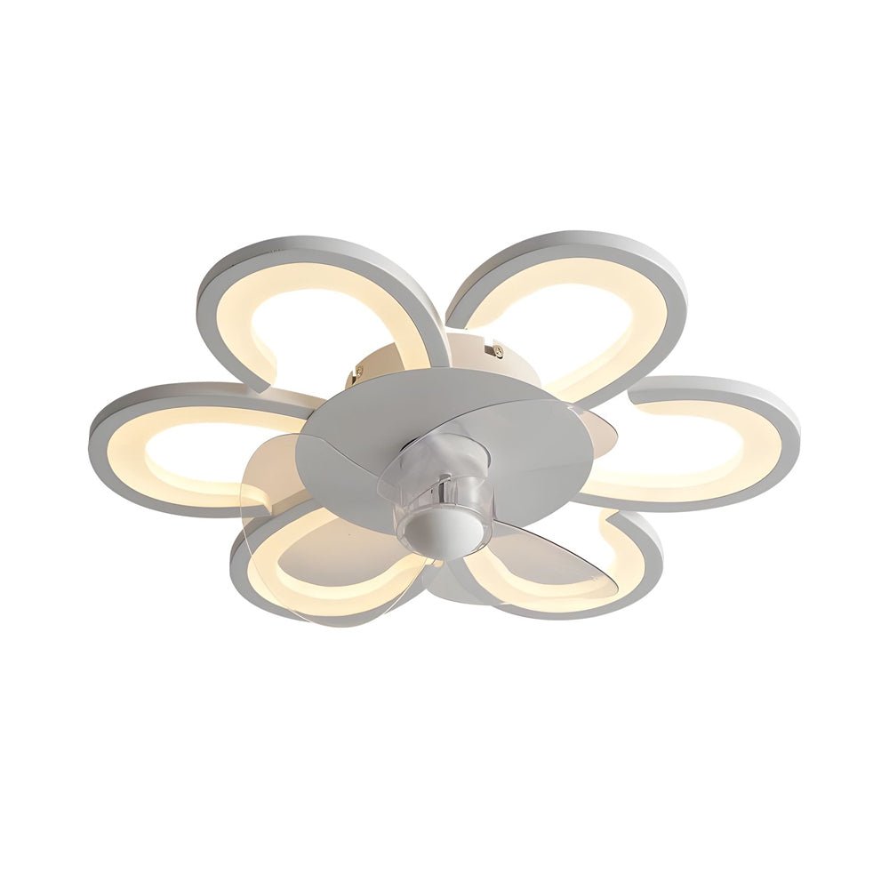 19.7" 6-Speed White Flower LED Ceiling Fan Light – Flush Mount with Remote Control