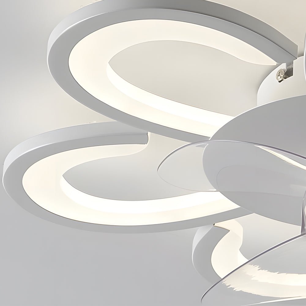 19.7" 6-Speed White Flower LED Ceiling Fan Light – Flush Mount with Remote Control