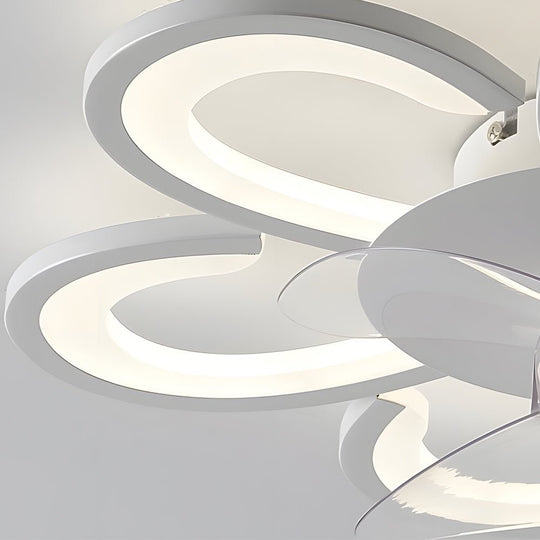 19.7" 6-Speed White Flower LED Ceiling Fan Light – Flush Mount with Remote Control