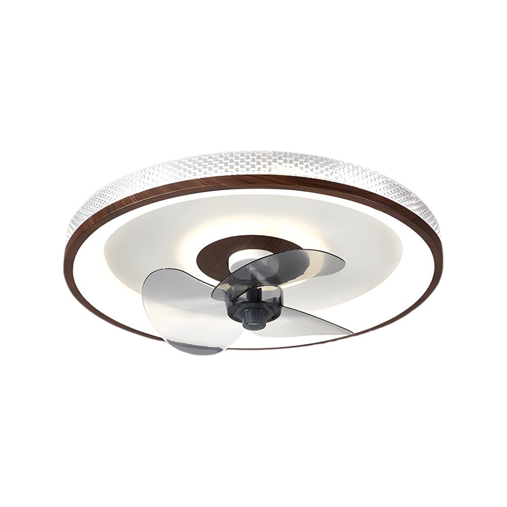 19.7" Walnut LED Flush Mount Ceiling Fan with Remote – 6-Speed Low Profile Comfort